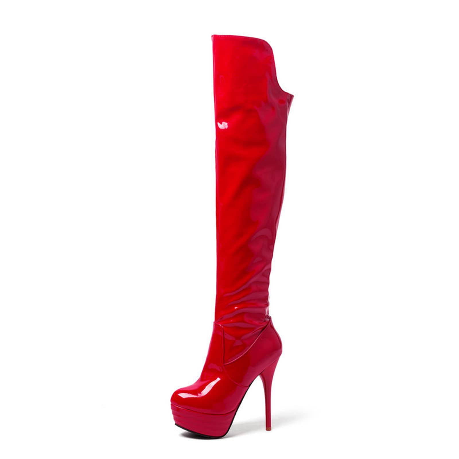 13.5 CM/5.31 Talons Hauts Dames Sexy Cuissardes Bottes en Cuir Verni Discothèque Bal De Finissants Talons Hauts Pole Dance Bottes