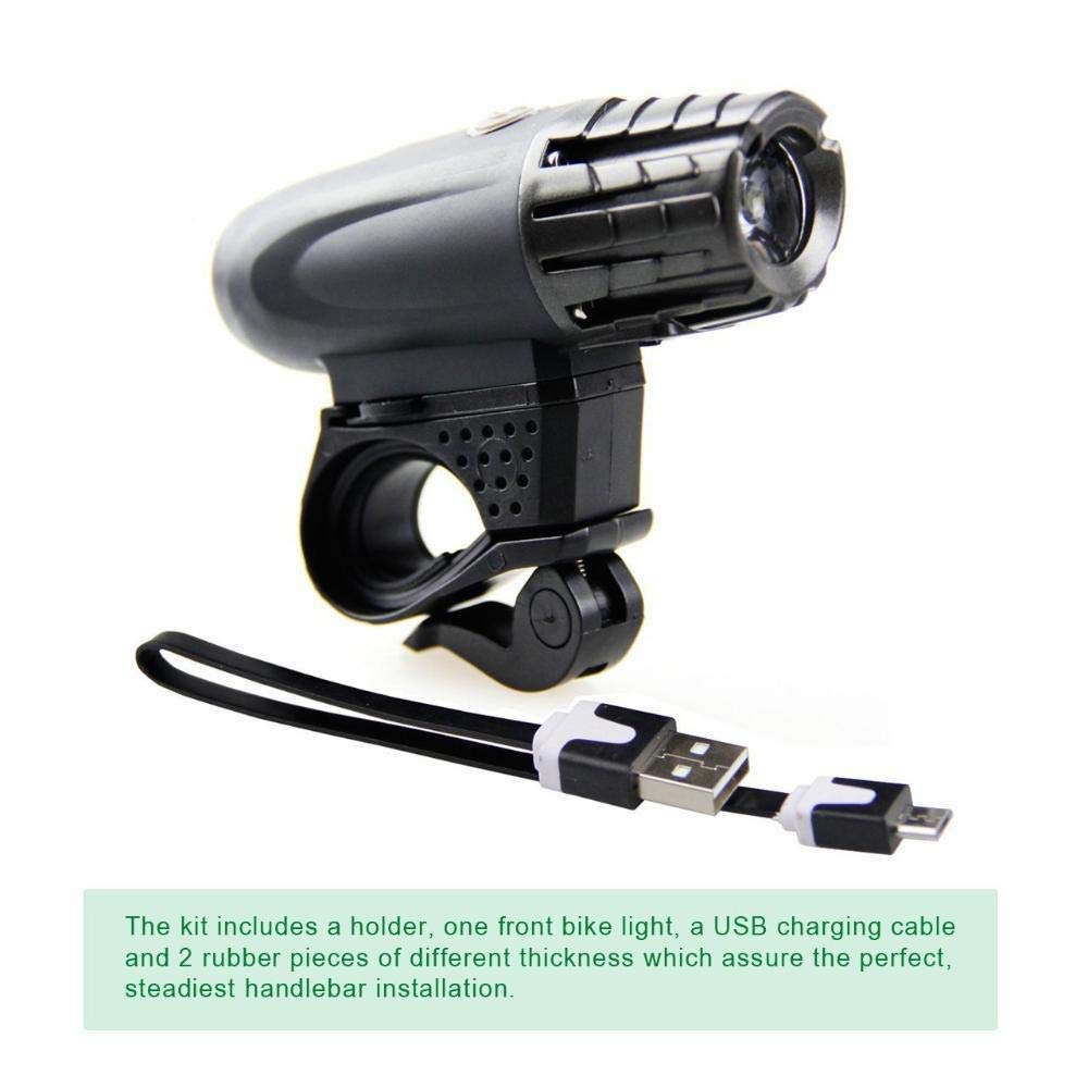 SHT Luci per Bicicletta Luce Anteriore per Mountain Bike 300 Lumens Evidenziare Night Ride Light USB Charge Front Lamp