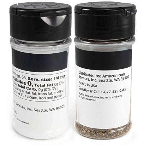 Amazon Brand - Happy Belly Salt And Pepper (4 Ounces Salt And 1.25 Ounces Pepper), 2 Piece Set, Black #TOP1