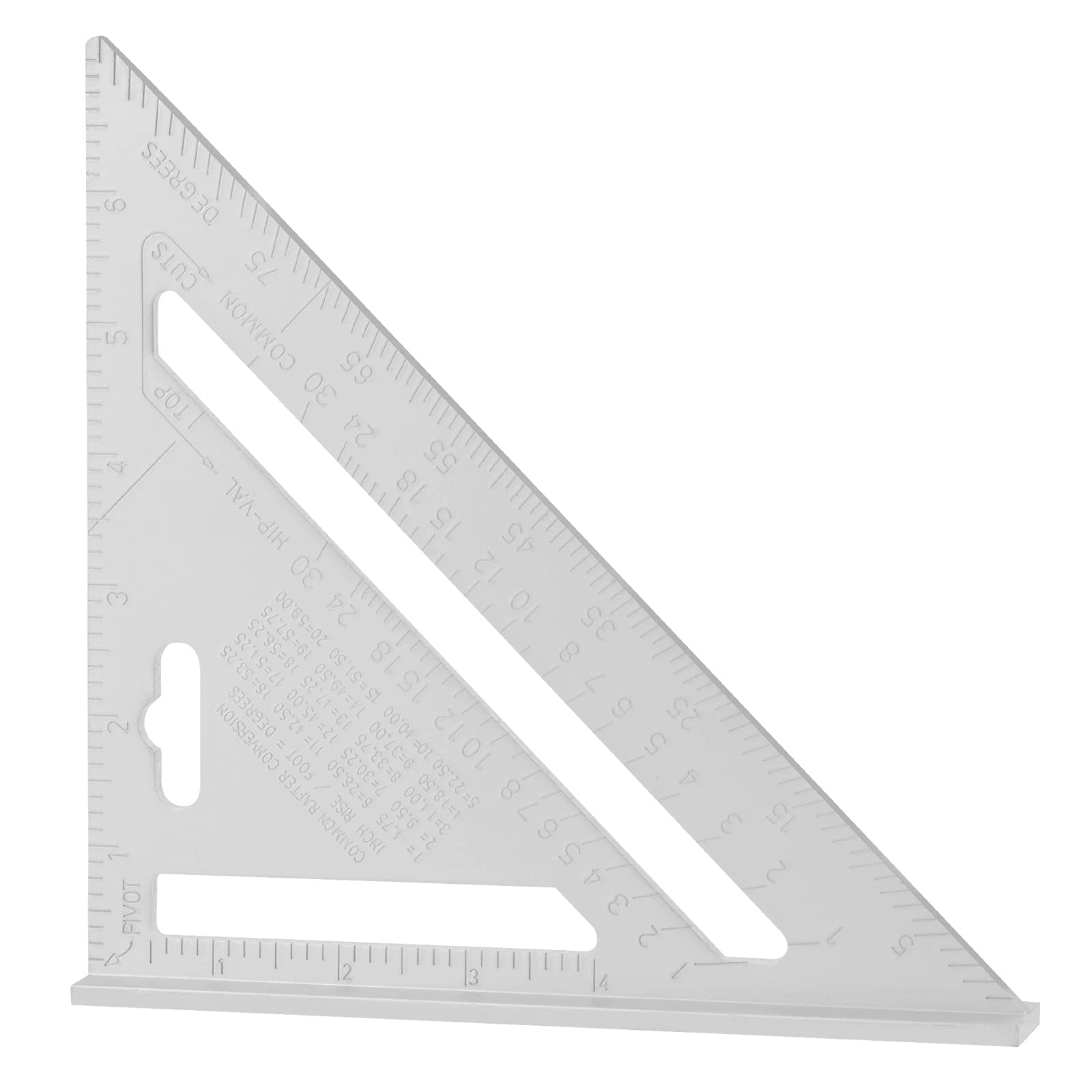 7 Inch Triangle Ruler, Silver Square Protractor, High Precision Aluminum Alloy Triangle Ruler,Layout Measuring Tool for Engineer Carpenter (Imperial)