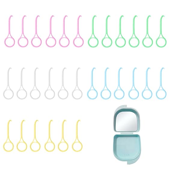30PCS 30Pcs Aligner Removal Tool & Mouth Guard Case With Mirror Retainer Remover For Invisalign Braces Denture Hook Pull Tool Orthodontic Essential Accessories Portable Travel Storage Kit