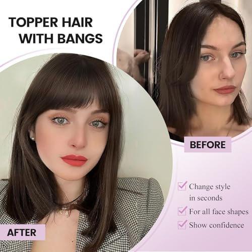 Cheveux clairsemés solution postiche avec frange couverture 3D naturelle 360
