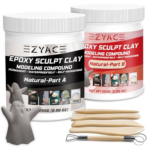 Epoxy Clay, Magic Epoxy Sculpt Clay, 2 Part Modeling Compound (A & B) of Magic Sculpt Epoxys Clays for Sculpting, Modeling, Building and Repairing, Epoxy Putty, Natural, 1 Pound