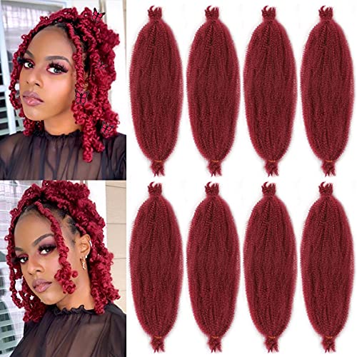 16 Inch Pre-Separated Springy Afro Twist Hair 8 Packs Wine Red Spring Twist For Distressed Soft Locs Synthetic Crochet Braiding Hair Long Marley Twist Hair Extension For Women BUG#