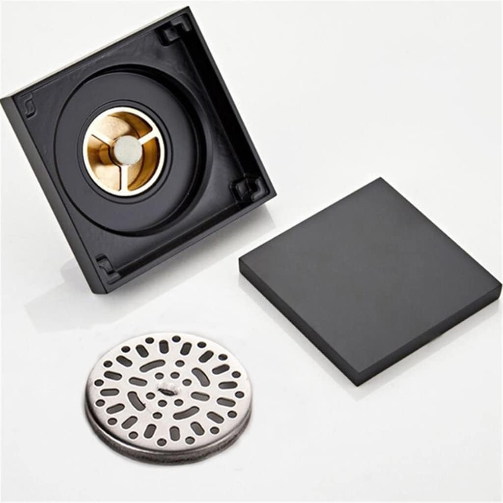 Brass Shower Drain Bathroom Floor Tile Insert Square Anti-Odor Waste Grates