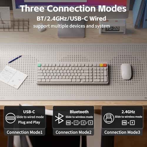 Image of NuPhy Node100 Wireless Mechanical Keyboard, Hot Swappable Custom Low Profile Keyboard, 103 Keys Computer Gaming Keyboards, Supports Touch Gestures, PBT Keycaps, RGB Backlit, Bluetooth /2.4GHz /USB-C