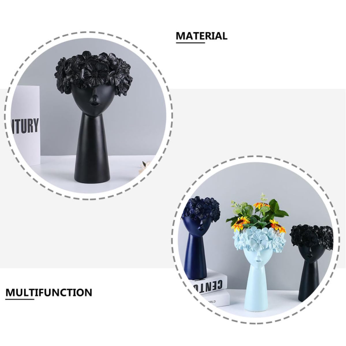 COLLBATH Moderner Nordischer Blumentopf aus Kunstharz in Schädel Form Dekorativer Pflanzkübel für Zuhause mit Sicherem und Umweltfreundlichem Material für Innenbereich