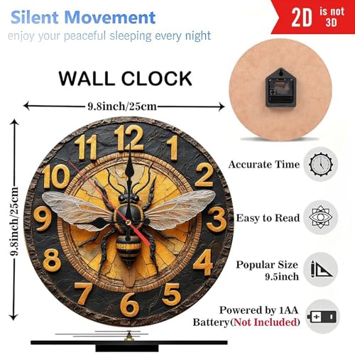 Reloj de pared analógico redondo de madera 10 pulgadas miniatura 3