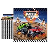 Monster Truck Birthday Decorations,40Pcs 6.5x6.5 Inch Monster Truck Napkins,Machines Jam Party Tableware Kit,Disposable Paper Napkins,for Kids Boys Truck Themed Birthday Party Decorations Supplies