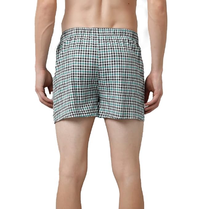 Image of Rupa Jon Checkered Boxer Shorts for Men, 100% Cotton Material, Regular Fit, Dual Side Pocket, Assorted, Pack of 2