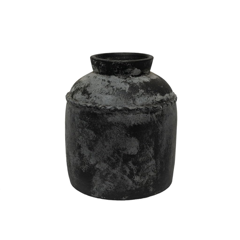 Arthur Cameron - Liddel Terracotta Faux-Flower Vase - Hand-crafted with unique, intricate detailing, this black vase is a timeless decorative statement piece for modern or rustic interiors