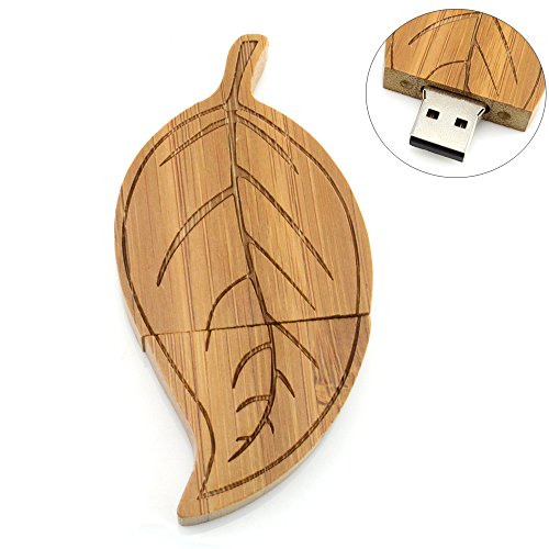 Wooden USB Flash Drive 64GB, Aretop USB2.0 Cute Cartoon Miniature Wooden Leaf Shape