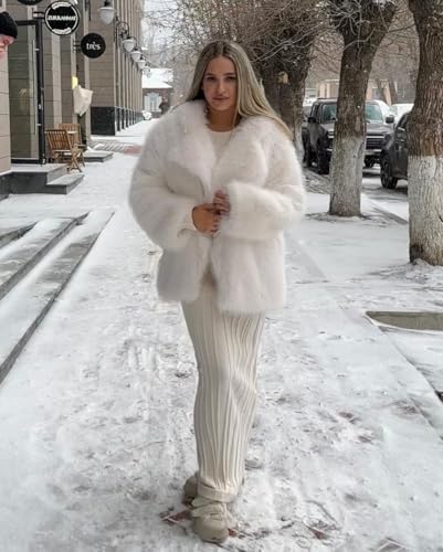 Arssm Women's Faux Fur Coat Long Sleeve Fluffy Jacket Open Front Furry Winter Warm Lapel Shaggy Coat Outwear4