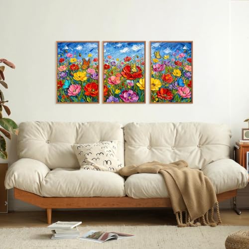 CHDITB 3D Impasto Poppy Floral Wall Art, Wildflower Botanical Wall Decor — view 2