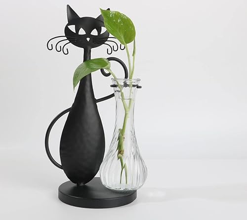 Miniatura 8 de Jardinera de cristal de escritorio de metal para gatos, terrario creativo para plantas, estación de propagación para plantas hidropónicas para el