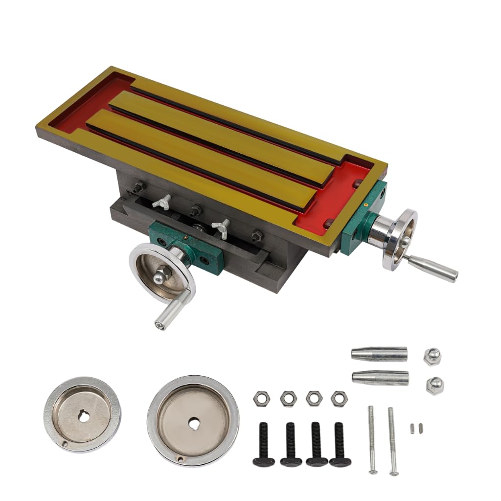 Tavolo a croce 570 x 100 mm, tavolo per fresatura, tavolo coordinate con asse X 270 mm, asse Y 125 mm, piano di lavoro di fresatura a 2 assi per fresatrici e trapani, regolazione comoda