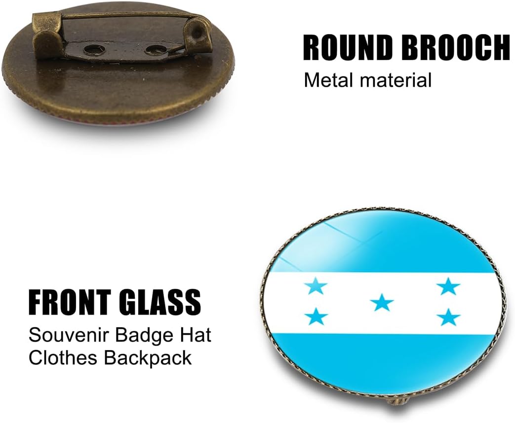 4 Pcs Honduras Flag Pin Round 1 Inch, Lapel Pins Souvenir Badge for Hat Clothes Backpack,Honduran Flag Brooch Accessories Party Favors,Patriotic Pin Accessories for Men/Women - Image 3