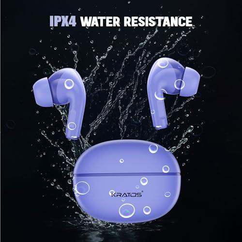 Image of Kratos Pop Ear Buds Wireless with 60H Playtime, Noise Isolation & Clear Calls, Bluetooth Earbuds with Voice Assistant, Ear Buds with Bluetooth V 5.3 & with Type C Fast Charging, IPX4 TWS Earphones