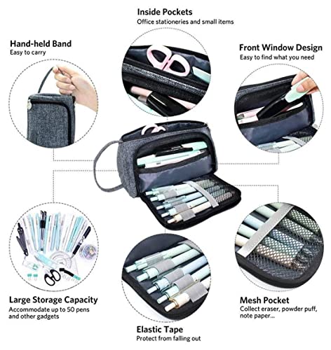 Image of Party Propz Black Pencil Pouch for Girls - 1 Pc Large Capacity Pencil Pouches for Stationary | Big Pencil Pouch for Girls | Multipurpose Pouch for Travel | Makeup Pouch | Travel Pouches for Women