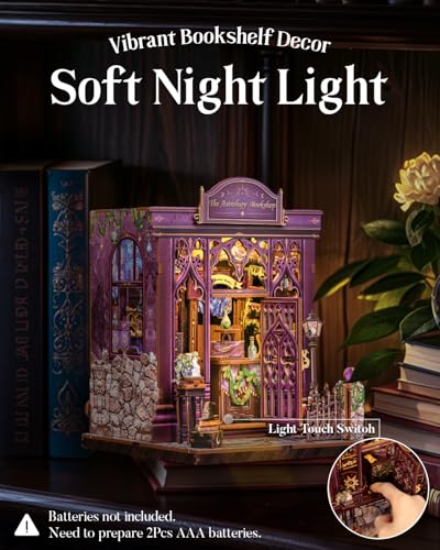 Image of Cutefun Book Nook Kit - DIY Miniature Dollhouse Booknook Kit for Adults and Teens, 3D Wooden Puzzle Bookshelf Insert Decor with LED Light, Gifts for Book Lovers and Beginners (The Astrology Bookshop)