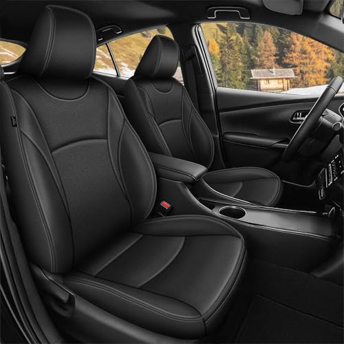 AOMSAZTO Car Seat Covers Full Set Custom Fit for Toyota Prius 2016 2017 2018 2019 2020 2021 2022 Faux Leather Seat Protector Vehicle Cushion Covers Black