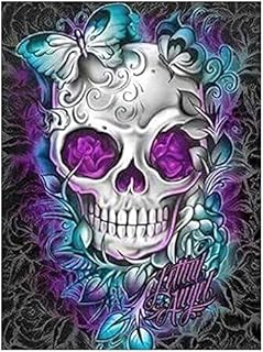 AIRDEA 5D Skull Diamond Art Painting Kits for Adults DIY Round Diamond Art Painting Kit Full Drill Butterfly Diamond Art Kits Diamond Art Painting by Numbers Art for Home Wall Decor 12x16inch(30x40cm)