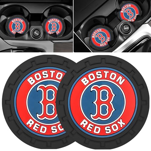 Car Cup Holder Coaster for Boston Red Sox Baseball Fans Auto Recessed Silicone Cupholder Coaster Interior Accessories 2.75IN 2Pack