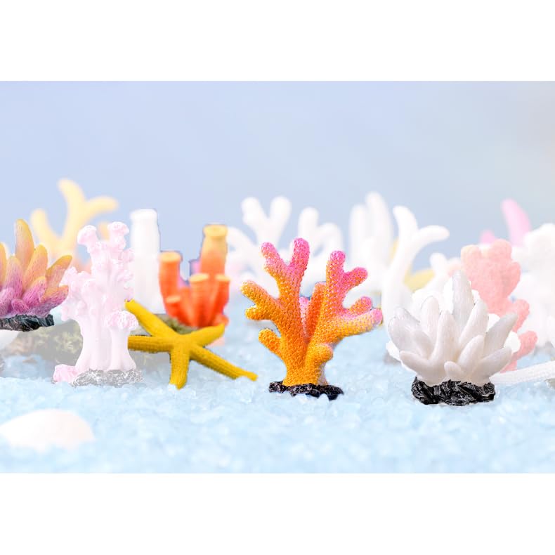 Ieron Artificial Coral 5pcs Simulation Starfish Coral Resin Ornaments for DIY Fish Tank Water Aquarium Landscape Decorations - Image 3