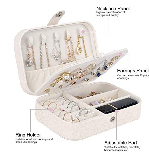 Image of Jewelry Box, Double Layer Travel Jewelry Organizer for Necklace Earring Rings Jewelry Case Holder for Women