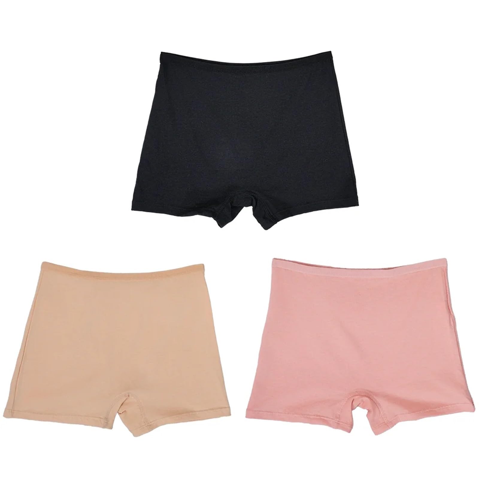 Lot de 3 Culottes de sécurité d'été for Femmes, sous-vêtements en Coton, caleçons Boxeurs sans Couture, Lingerie Convient pour Le Bottoming, Le Yoga, Le Cyclisme(BlackBeigeLightPink,3_6XL)