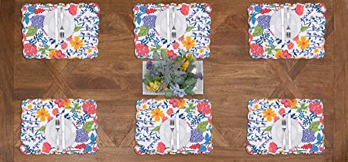 Image of Anaya Bright Flowers 100% Cotton Set of 6 Placemats 13 inch x 19 inch