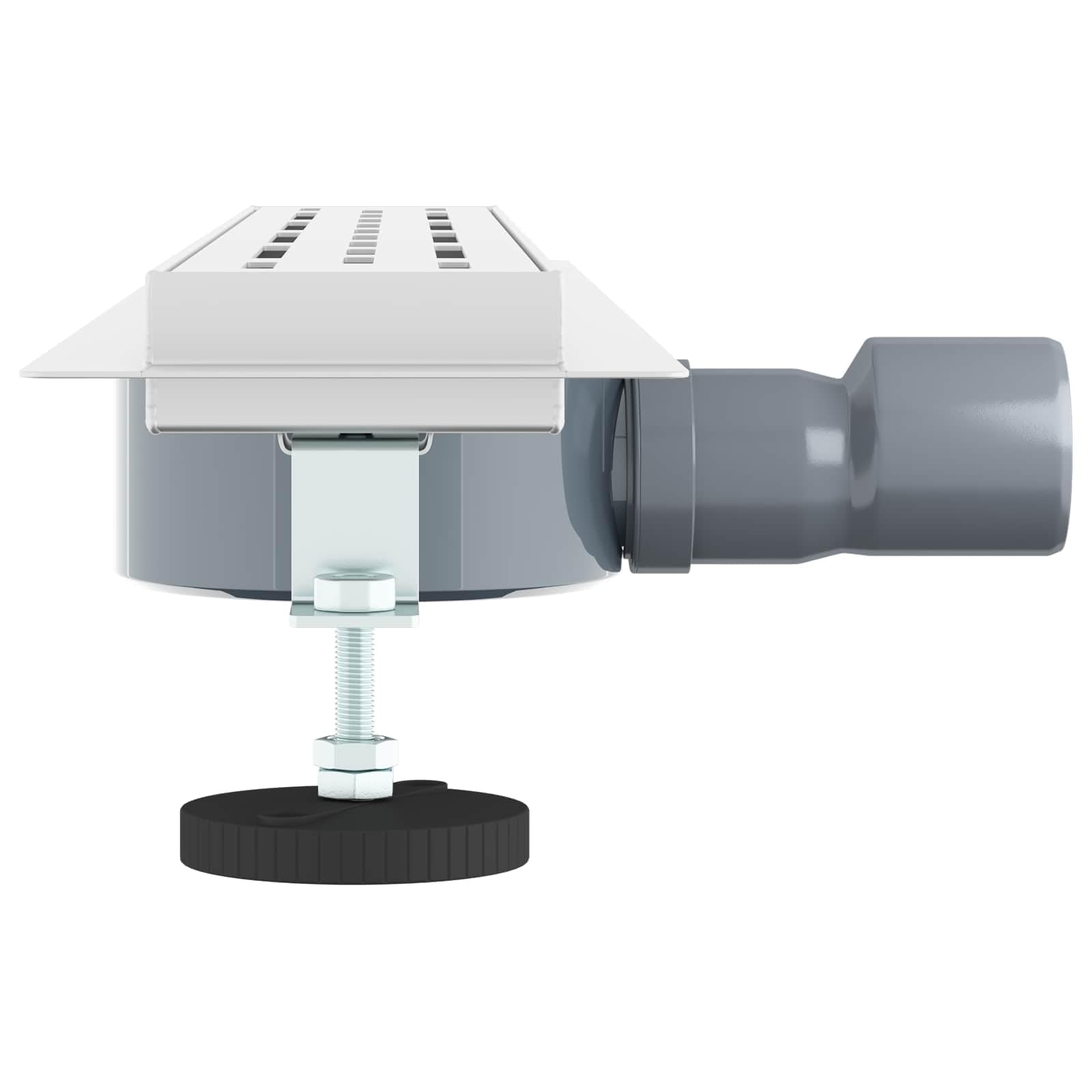 Scarico doccia con tappo in vetro e sifone a 360° in acciaio inox 304, lunghezza 60 cm, regolabile in altezza 0-30 mm, con gancio e guarnizione, per doccia, bagno, montaggio a pavimento