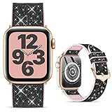 Compatibile con cinturino Apple Watch da 38 mm 40 mm 42 mm 44 mm CTYBB Blingbling in vera pelle e silicone per iWatch serie 5 4 3 2 1 (cinturino nero glitterato+adattatore oro champagne 42 mm 44 mm)