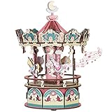 3D Wooden Puzzles for Adults, DIY Building Model Kit Carousel Puzzle with Music Box, 188Pcs Stem Puzzles Gift for Teens, Men, Women for Birthday Christmas Festivals
