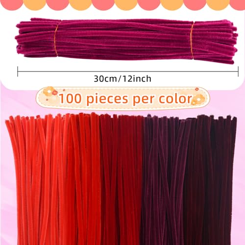 URSDIART 500pcs Pipe Cleaners Craft,5 Assorted Colors Red Pipe Cleaners for Crafts, Christmas Craft Pipe Cleaners, Chenille Stems for Art and Craft Supplies DIY Creative Project by URSDIART - Image 9