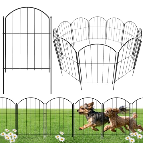 Bamworld Gartenzaun Ohne Graben, 43 cm x 3 m Rostfeste Metall-Tierbarriere, 10er Set Bogige Dekorative Grenzpaneels für Hund, Blumenbeet Einfassung,...