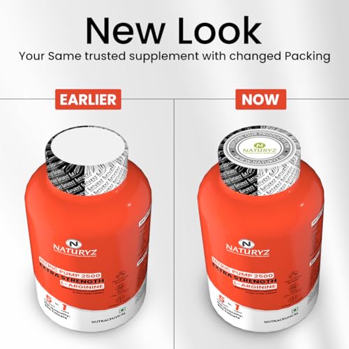 Image of NATURYZ Nitric Pump 2500 Mg Extra Strength L-Arginine | L Citrulline | Caffeine | Boosts Stamina | Energy | Increases Blood Flow | Improves Performance | Ideal Pre-workout Supplement for Men & Women - 90 Tablets