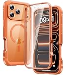 Diaclara Magnetic for iPhone 17 Pro Max Case 6.9-Inch, Fit for MagSafe, Full Body Bumper Case with Built-in Touch Sensitive Anti-Scratch Screen Protector, [Full Camera Protection] Phone Cover (Orange)