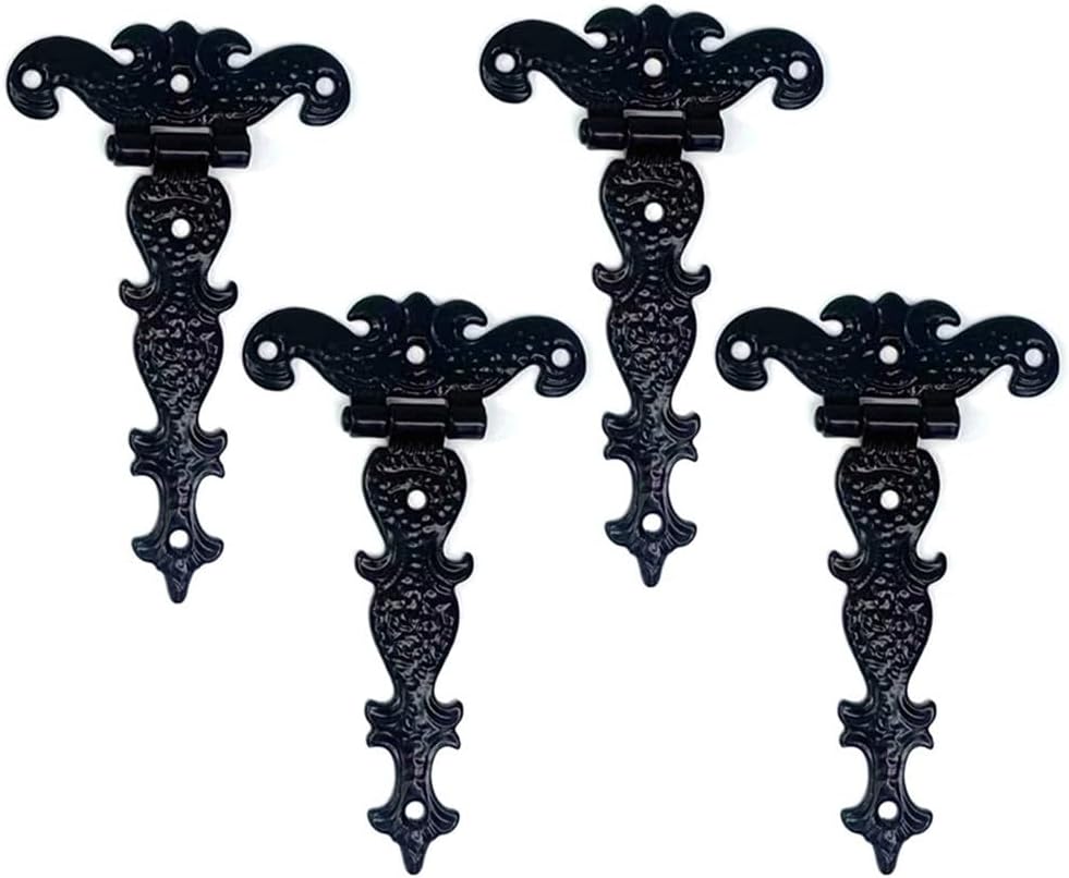 Zinc Alloy Cabinet Hinges (4-Pack) – Vintage Butt Hinges Wooden Boxes, Furniture & Cabinets – Bronze/Gold/Black Decorative Hardware with Screws Included(S Bronze)