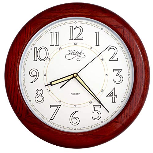 Justime 14-Inches Oak Solid Wood Luminous Wall Clocks, Silent Sweep Quality Movement (Redwood Oak Tcld018) #TOP10