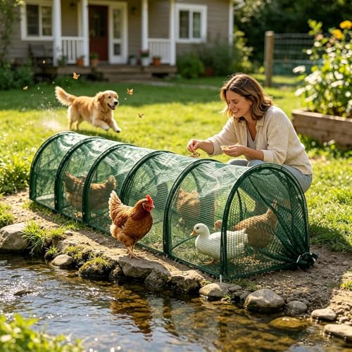 Túnel de pollo con instalación rápida plegable para protección de aves en huertos 4