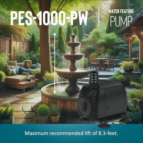 Little Giant PES-1000-PW 115-Volt, 1150 GPH Magnetic Drive Fountain/Pond Pump with 15-Ft. Cord, Black, 566722 by Little Giant - Image 5