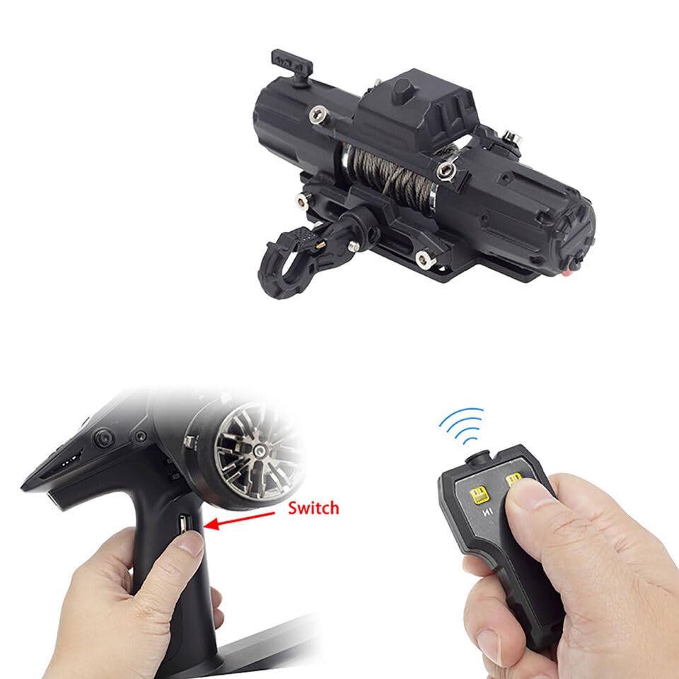 Electric Winch Double Motors Winch & Controller Fit for 1/10 TRX-4 90046 D90 RC Car