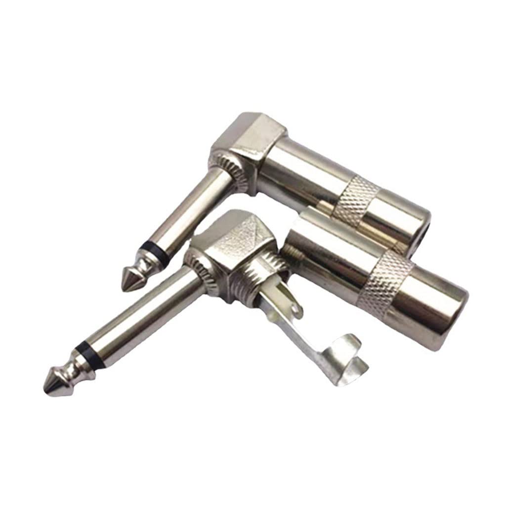 Alnicov 6 Pezzi Spina Audio Angolo Retto 6,35mm 90 Gradi - Connettore Jack TS Maschio A Saldare Per Chitarra E Mixer