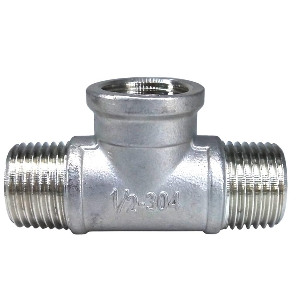 1/4" 3/8" 1/2" 3/4" 1" 1-1/4" 1-1/2" Raccordo a T Maschio Femmina da 2" Bsp, 3 Vie, in Acciaio Inox 304, Raccordo per Acqua e Gas/M-F-M/1"