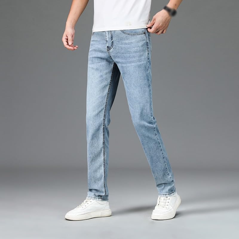 Solid Color Made Old Straight Leg Jeans Vintage Business Comfort Denim Pants3