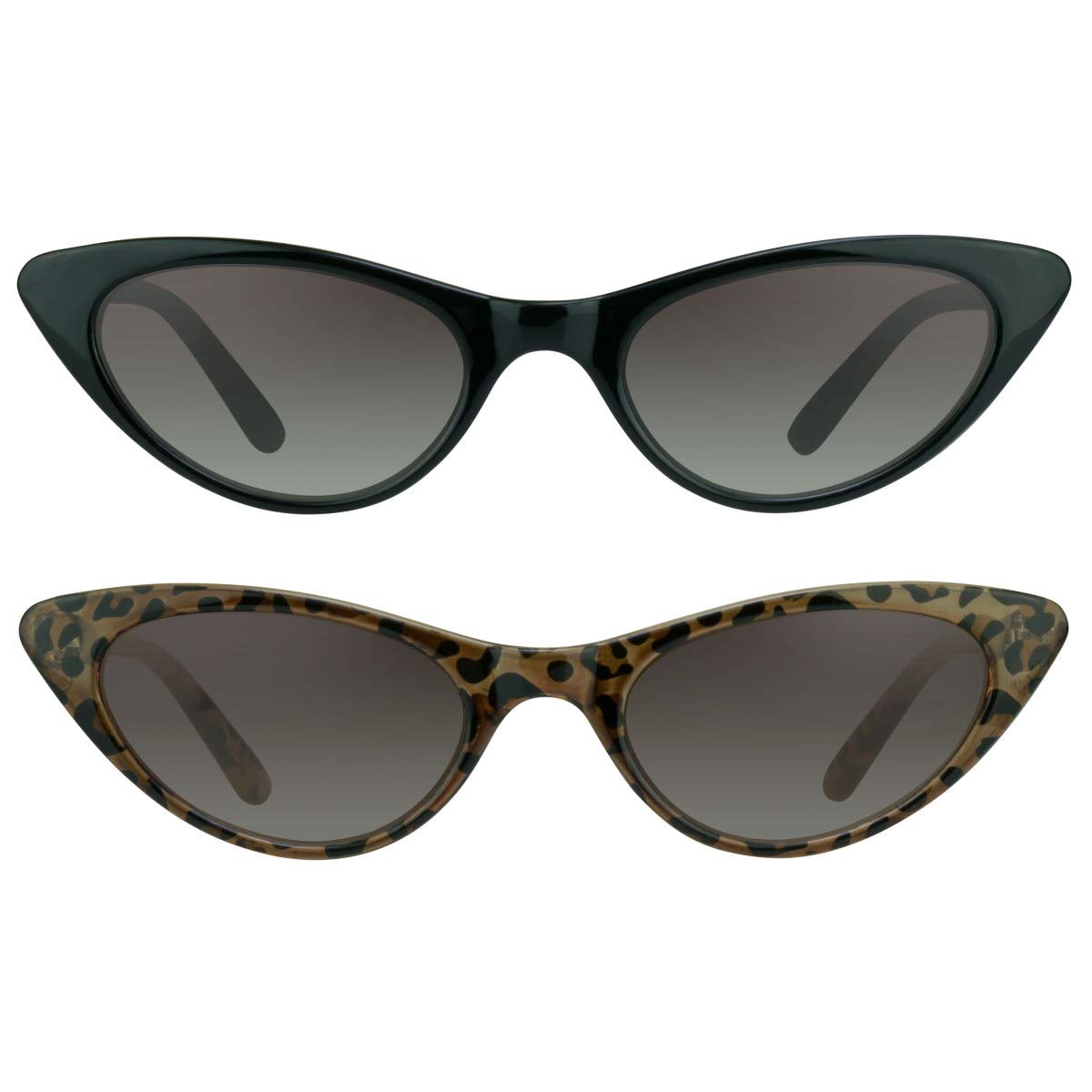 proSPORT Womens Reader Sunglasses Black & Tortoise Combo +2.50 Cat Eye Full Lens No Line Sun Readers Not Bifocal