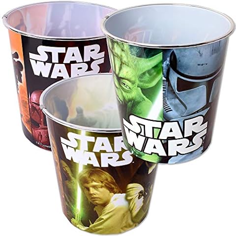 TE-Trend 3 Stück Star Wars Motiv Papierkorb Abfalleimer Mülleimer Kids Kinder Kinderzimmer Abfallkorb 5L Kunststoff mehrfarbig Cover