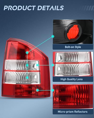 Image of Nilight Taillight Assembly Compatible with 2007 2008 2009 2010 Jeep Compass