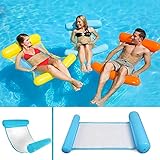 Sinwind Hamaca Flotante, Hamaca de Agua 4 en 1 Piscina Tumbona Hamaca Inflable de Agua Flotante colchoneta Piscina Tumbona Flotante Hamaca Flotante para Adultos Cama Flotante de Agua (Azul)